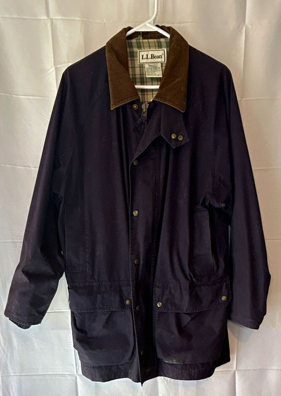 VTG L.L. Bean Original Field Coat Jacket Navy Blue Mens M Barn Canvas TA87